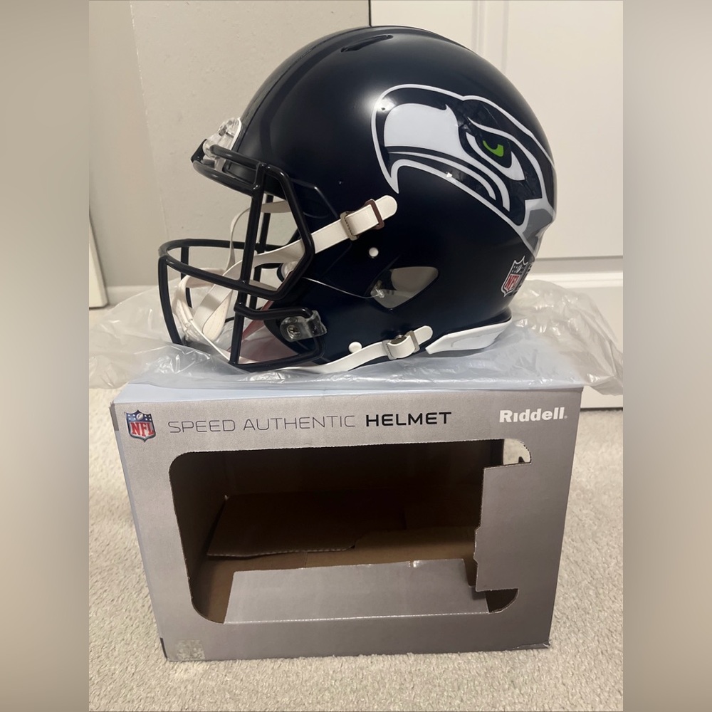 Riddell Seattle Seahawks Football Authentic Helmet - Navy and White
